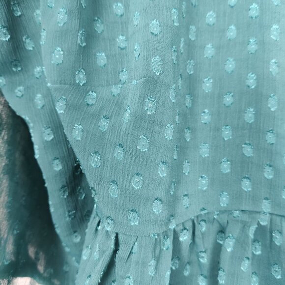 Motherhood Maternity Women's Swiss Polka Dot Tunic Top in Green Size XL Sheer - Picture 2 of 9